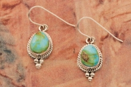 Navajo Jewelry Genuine Sonoran Turquoise Sterling Silver Earrings